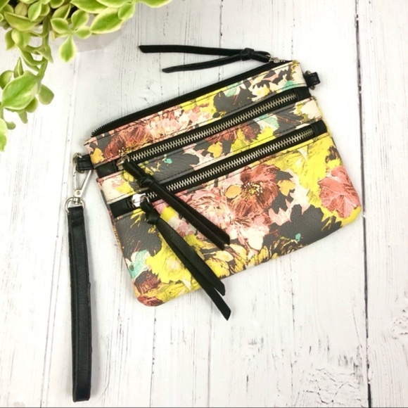 Jessica Simpson Handbags - JESSICA SIMPSON | Floral Zip Clutch Wristlet Vegan